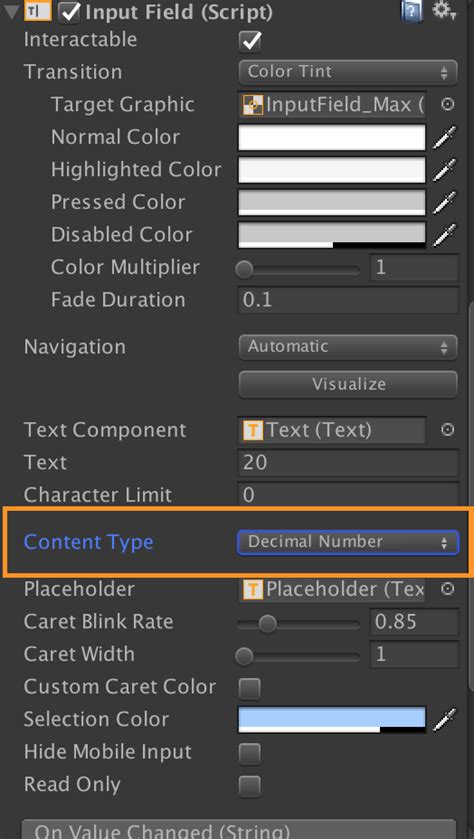 Create a scene with: - Main Camera. . Unity input field int only